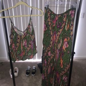 Zara 2 piece Paisley Green Multi color Set sz M!